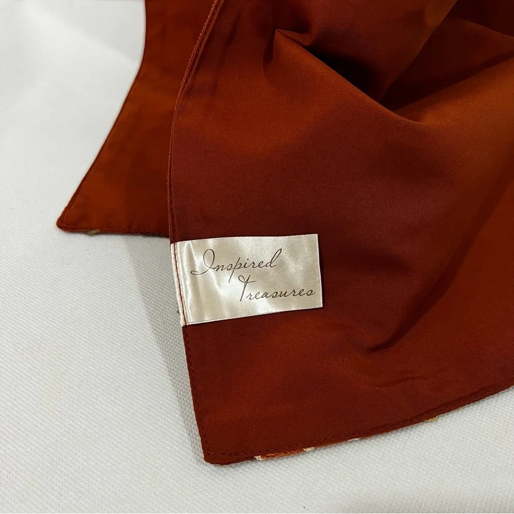 Inspired Treasures Embroidery Elegant Burnt Orange Table Runner